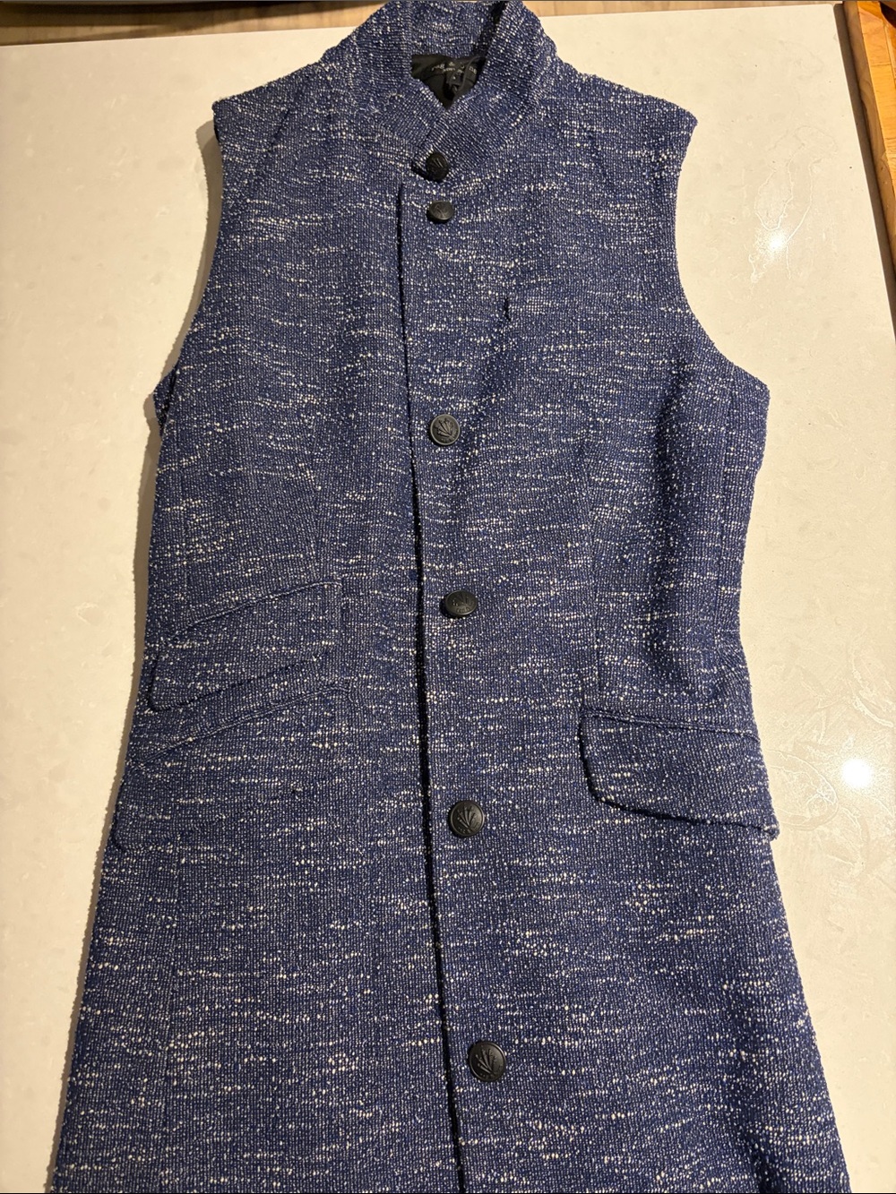 NWT rag & bone Navy Tweed Button-Front Sleeveless Dress